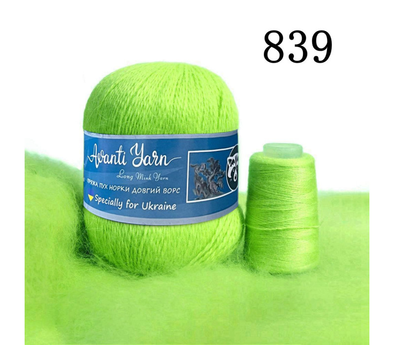 Пряжа Coomamuu (пух норки) 839 яскраво-зелений Пряжа Coomamuu (пух норки) 839 яскраво-зелений