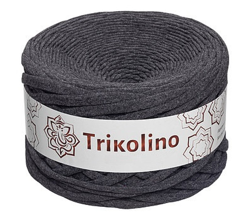 Пряжа трикотажная 7-9 мм "Trikolino" 100м. Антрацит меланж