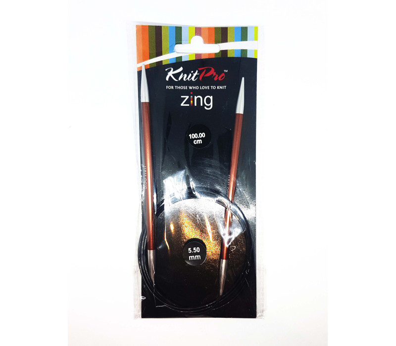 Спиці кругові 5,5мм 100см Zing KnitPro 47162 Спиці кругові 5,5мм 100см Zing KnitPro 47162