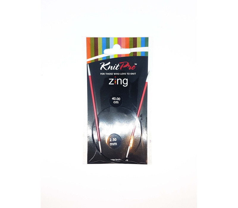Спиці кругові 2,5мм 40см Zing KnitPro 47063 Спиці кругові 2,5мм 40см Zing KnitPro 47063