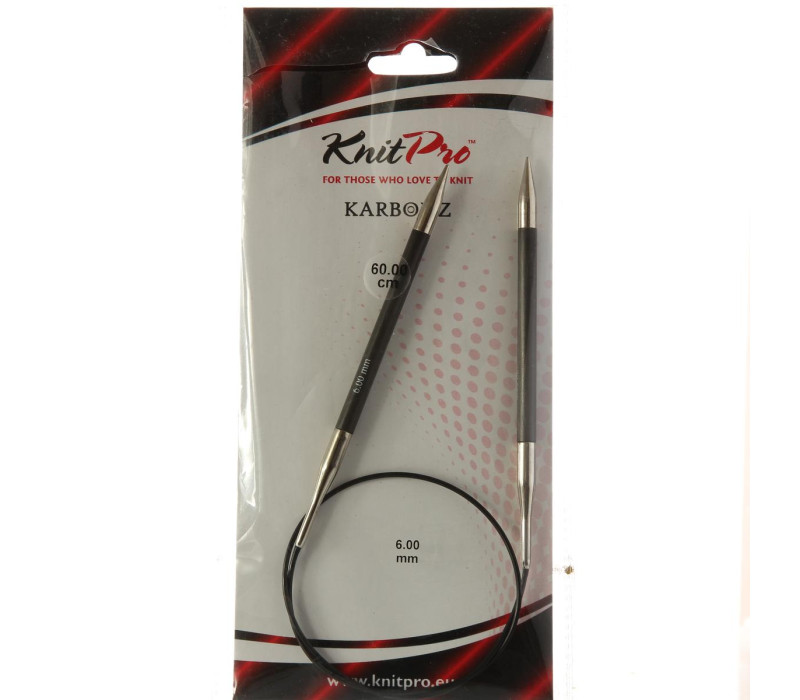 Спиці кругові 6мм 60см Karbonz KnitPro 41172 Спиці кругові 6мм 60см Karbonz KnitPro 41172
