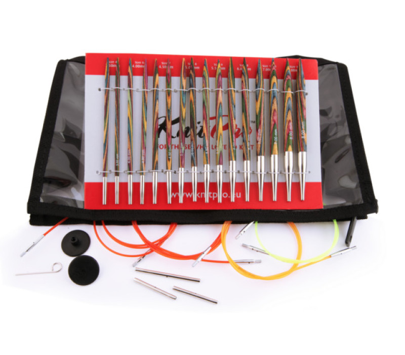 Набір змінних спиць для в'язання KnitPro "Symfonie Deluxe Set", с заглушками и тросиками