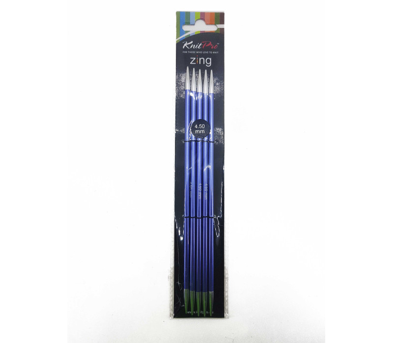 Спицы носочные 4,5мм 20см Zing KnitPro 47040 Спицы носочные 4,5мм 20см Zing KnitPro 47040