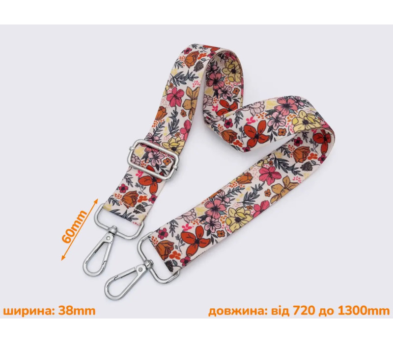 Плечовий ремінь з орнаментом і карабінами для сумки (ширина 38 мм) (SR-1701) Плечовий ремінь з орнаментом і карабінами для сумки (ширина 38 мм) (SR-1701)