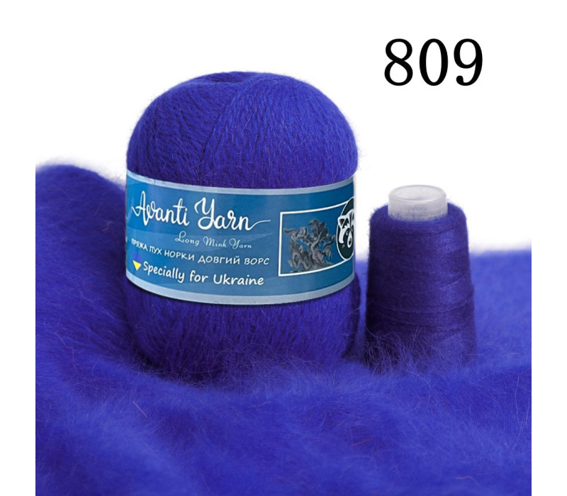 Пряжа Coomamuu (пух норки) 809 синій електрик Пряжа Coomamuu (пух норки) 809 синій електрик