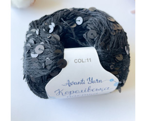 Пайетки Avanti Yarn королевские на хлопке (черные) 11