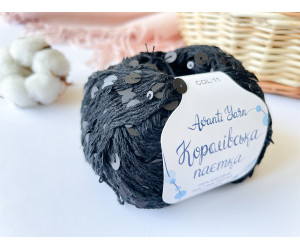 Пайетки Avanti Yarn королевские на хлопке (черные) 11