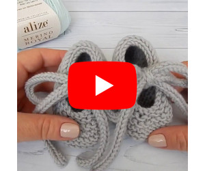 Пинетки балетки без шва на круговых спицах. Babybooties